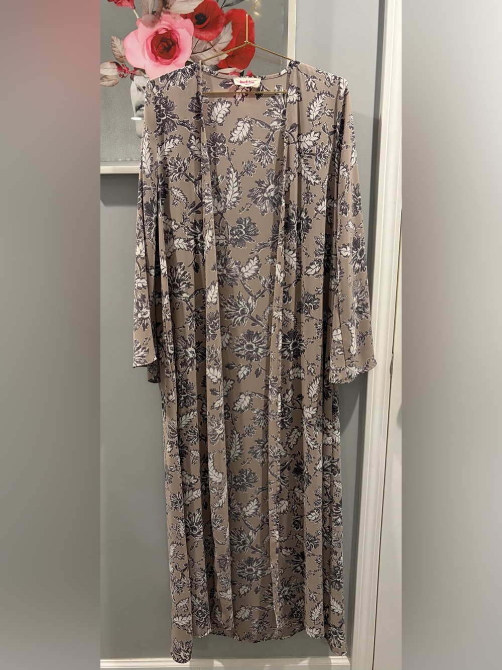 Peach Love California Floral Kimono Duster Coverup Size Small